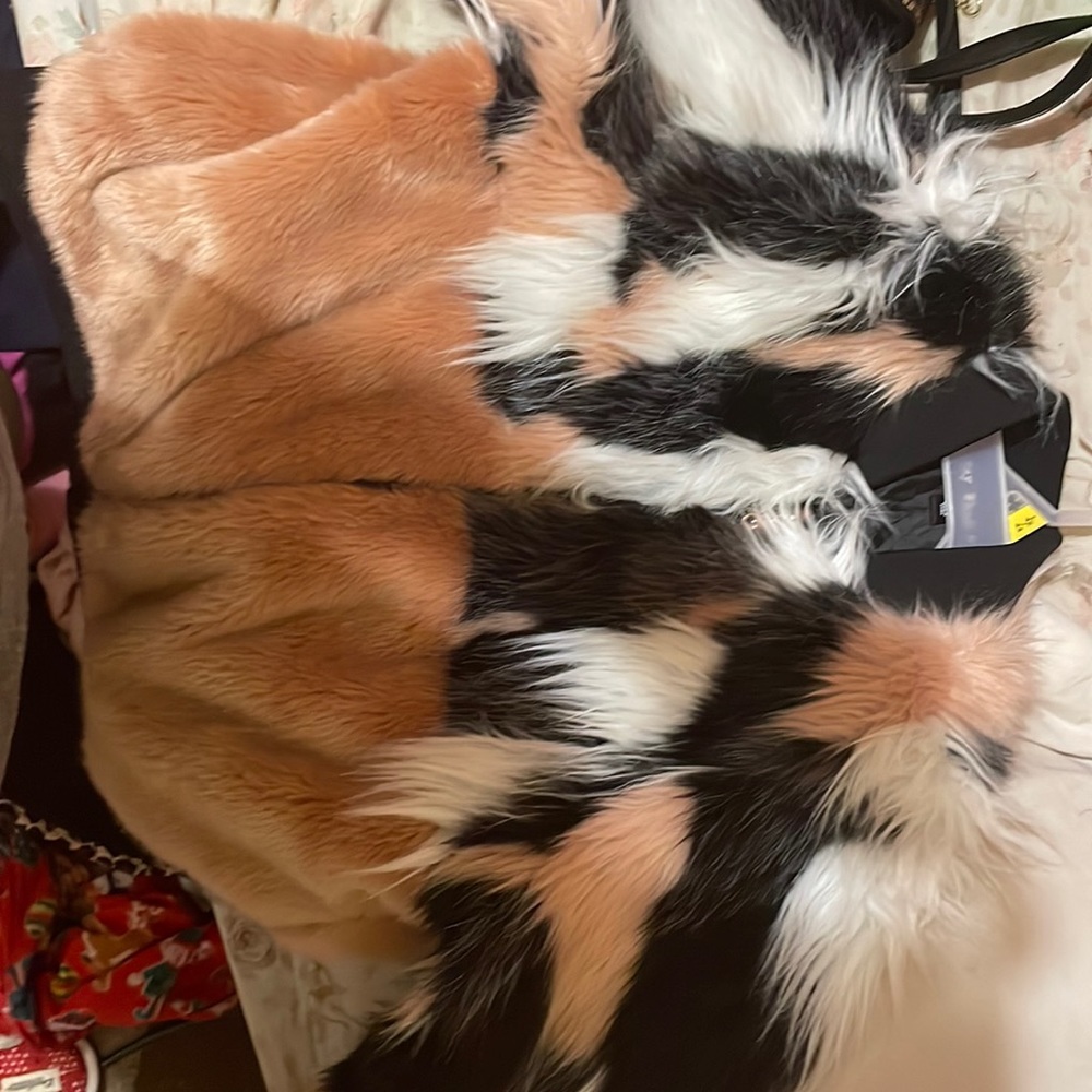 Say What? Pink,Black,White furry jacket for Big girls